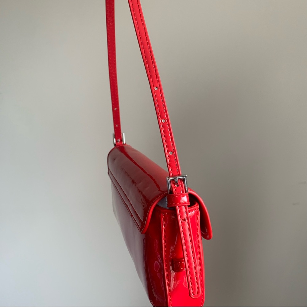 ZARA Red Patent Leather Shoulder Bag Flap Mini - Picture 4 of 6